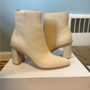 Dolce Vita Timone - Cream Heeled Boots with Pointed Toe